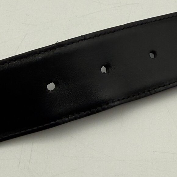 BALLY Reversible Leather Belt Sz 110/44 Blue Black Solid Silver Buckle READ - Picture 7 of 9